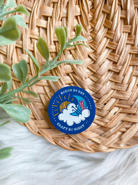 Dream by Day, Craft by Night Enamel Pin | Shellican Collab | M&Y Craft Room Exclusive